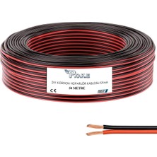 Poke 50 M Siyah Kırmızı Çizgili Oto Tesisat Elektrik Hoparlör ve LED Kablosu Kordon 2x 1mm