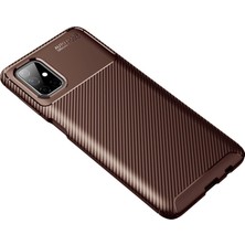 Kap Kaç Galaxy M51 Kılıf Auto Focus Karbon Kapak - Kahverengi