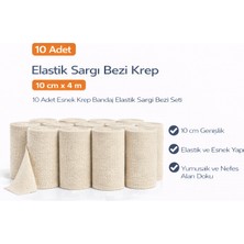 TeknoKapsül Elastik Sargı Bezi Krep 10 cm x 4 M 10 Adet Esnek Krep Bandaj Elastik Sargı Bezi Seti