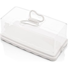 Bg Store Baton Kek Saklama Taşıma Sunum Kabı Bpa Içermez Kelebek Figürlü (Ekru)