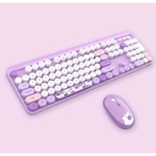 Renas Store Hello Bear Mor Klavye Mouse Set