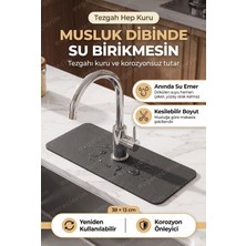 Evgereçlerim Su Emici Lavabo Kenar Matı Kaymaz Tabanlı Musluk Altı Mutfak Banyo Tezgah Kurulama Paspası 38X13CM