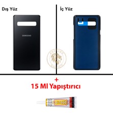 Arsking Samsung S10 Siyah Arka Pil Kapağı Batarya Kapağı Lazer Kesim + B-7000 Yapıştırıcı