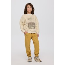Panço Erkek Çocuk Baskılı Bej Sweatshirt