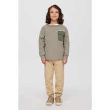 Panço Erkek Çocuk Yuvarlak Yaka Cepli Baskılı Parça Detaylı Antrasit Sweatshirt
