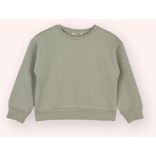 Panço Kız Çocuk Bisiklet Yaka Haki Sweatshirt