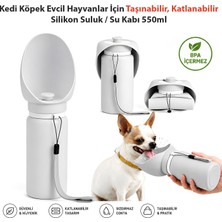 Dexmon Kedi Köpek Evcil Hayvan Için Taşınabilir Katlanabilir Silikon Su Kabı Su Şişesi Seyahat Suluk 550ML Sızdırmaz