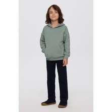 Panço Erkek Çocuk Kapüşonlu Yeşil Sweatshirt