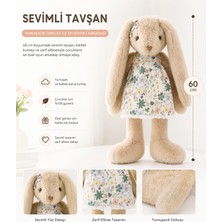 Halley 60 cm Çiçek Elbiseli Peluş Tavşan Oyuncak – Yumuşacık Sevimli Tavşan