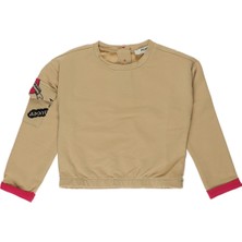 Panço Kız Bebek Kolu Cep Detaylı Bej Sweatshirt