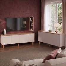 Bimossa G4420 Terra Sepet-Kumtaşı Duvar Raflı Tv Ünitesi ve Konsol Takımı