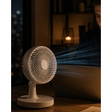 Renas Store Masaüstü Mini Fan Sessiz Çalışan 2 Hızlı Otomatik Salınımlı Fan