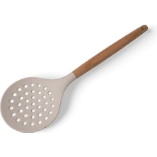 Bg Store Bambu Saplı Silikon Kevgir, Bambu Uzun Silikon Geniş Kevgir 27CM 3 Renk Seçenekli (Krem)