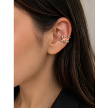 Alsem Store Gümüş Kaplama Nazar Boncuklu Taşlı Earcuff Küpe – Gold Kaplama Kıkırdak Küpe