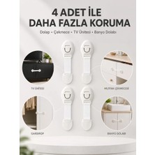 Renas Store 4'lü Çocuk Güvenlik Dolap ve Çekmece Kilidi