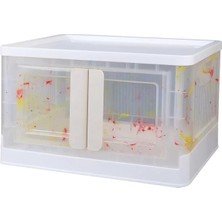 Renas Store Sunup SN-25883 72L Katlanabilir Plastik Saklama Kutusu Renkli Kapaklı Tekerlekli 40X64X37CM