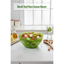 TeknoKapsül Barok Yeşil Orta Boy Kare Kase & Sunum Kasesi - 1,5 Lt