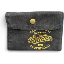 Old Cotton Cargo Vintage Bez Kumaş Unisex Cüzdan New Rialto Siyah