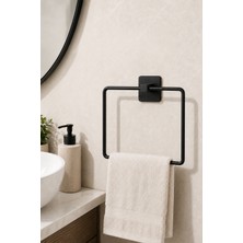 Flextail Kare Siyah Havluluk Yapışkanlı Delmesiz Metal Çelik Banyo Askılığı El Havluluğu