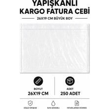 Melonika 26X19 cm Büyük Boy Yapışkanlı Kargo Fatura Cebi 250 Adet Mlnk