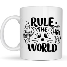 TeknoKapsül Rule The World Kedi Desenli Porselen Kupa Model 61 Sevimli Kedi Figürlü Kahve Kupası