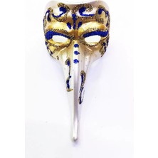 Renas Store Mavi Renk Işlemeli Seramik Malzemeden Imal Venedik Uzun Maske Magnet