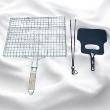 Yılmaz Nargile Mangal Aksesuar Seti 3 Parça,ahşap Saplı Tel Izgara 32X42CM -Kömür Köz Maşası -Mangal Piknik Yelpaze