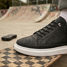 Erkek Siyah Beyaz Tabanlı Retro Sneaker
