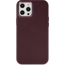 Renas Store Apple iPhone 12 Pro Max Kılıf Asya Deri Silikon - Mürdüm