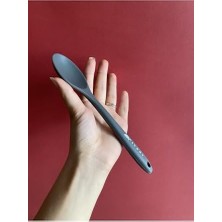 Bg Store Silikon Kısa Derin Kaşık, 20 Cm, Isıya Dayanıklı, Gri, 2 Adet