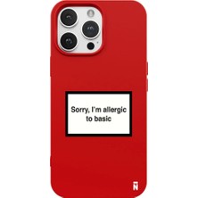 Casen iPhone 15 Pro Max Kırmızı Lansman Renkli Silikon I'm Allergic Yazılı Kamera Korumalı Telefon Kılıf