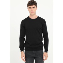 Dufy Erkek Regular Fit Bisiklet Yaka Siyah Triko