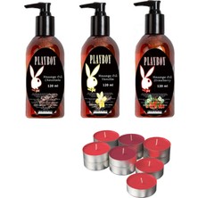 Kap Kaç Playboy Pure Edible Mum Hediyeli Dinlendiri Vücut Masaj Yağı Seti 120 ml