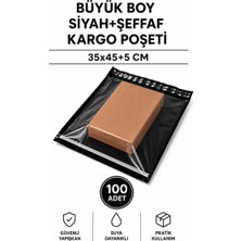 Aydogan's Ayd Büyük Boy Siyah Şeffaf Kargo Poşeti 35X45+5 cm 100 Adet