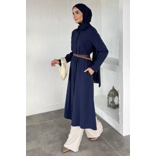 Julude Kemer Aksesuarlı Boydan Düğmeli Tesettür Elbise P-00022187