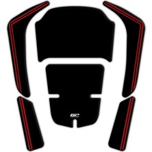 Gp Kompozit Honda Forza 250 2018-2026 Uyumlu Yeni Seri Tank Pad Siyah-Kırmızı