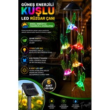 Güneş Enerjili Rgb 6 Led'li Solar Kuşlu Bahçe Dekoru 6 Ledli Renkli Işık Dekoratif Bahçe Süsü Aydınlatması