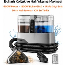 Qasul Buharlı Koltuk ve Halı Yıkama Makinesi 1800W Buhar Gücü 17KPA Güçlü Emiş Çift Su Tanklı Profesyonel Leke Çıkarıcı