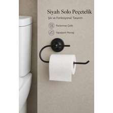 Flextail Yapışkanlı Mat Siyah Kağıt Rulo Peçetelik Tuvalet Kağıtlığı Banyo Askısı Metal Paslanmaz Çelik