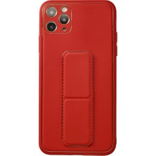 Renas Store Apple iPhone 11 Pro Max Kılıf Coco Deri Standlı Kapak - Kırmızı