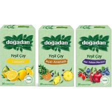 Starseven Dogadan Yeşil Çay Deneme Seti, Nar Yaban Mersini, Limonlu, Ananaslı (3 Adet)
