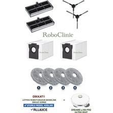 Roboclinic Dreame L10S Pro Ultra Heat Robot Süpürge ( RLL82CE ) Uyumlu Toz Torbası, Fırça, Filtre, Mop 10 Parça