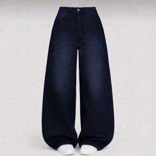 St.Poll Lacivert Yıkamalı Unisex Baggy Jeans