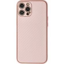 Renas Store Apple iPhone 12 Pro Max Kılıf Coco Karbon Silikon - Pembe