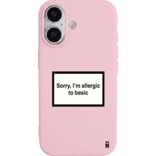 Casen iPhone 17 Pembe Lansman Renkli Silikon I'm Allergic Yazılı Kamera Korumalı Telefon Kılıf