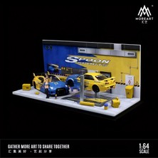 Moreart MO641069 1:64 Spoon Automobile Repair Workshop Dioraması Model Araç Servis Garajı