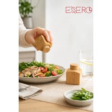 Esero 2’li Kare Bambu Tuzluk ve Baharatlık Seti Ahşap Görünümlü 7 x 5 cm