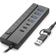 Renas Store USB Type-C 3.2 Gen1 Hub Anahtarlı 8 Port 5 Gbps Siyah HDX7062