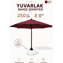 Düvenci Toptan Alubrella Bordo Yuvarlak Bahçe Şemsiyesi 250 Çap/ 8 Tel Bidonlu