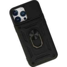 Renas Store Newface Iphone 13 Pro Max Kılıf Pars Lens Yüzüklü Silikon - Siyah